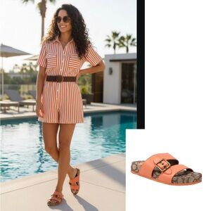 NEW COACH Addison Sandals Slides in Tangerine sold out on Revolve site Size 7